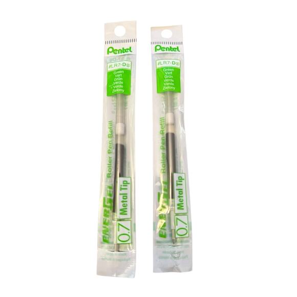 Pentel 2 Green EnerGel 0.7 Metal Tip Roller Pen Refill LR7-D - Picture 1 of 1